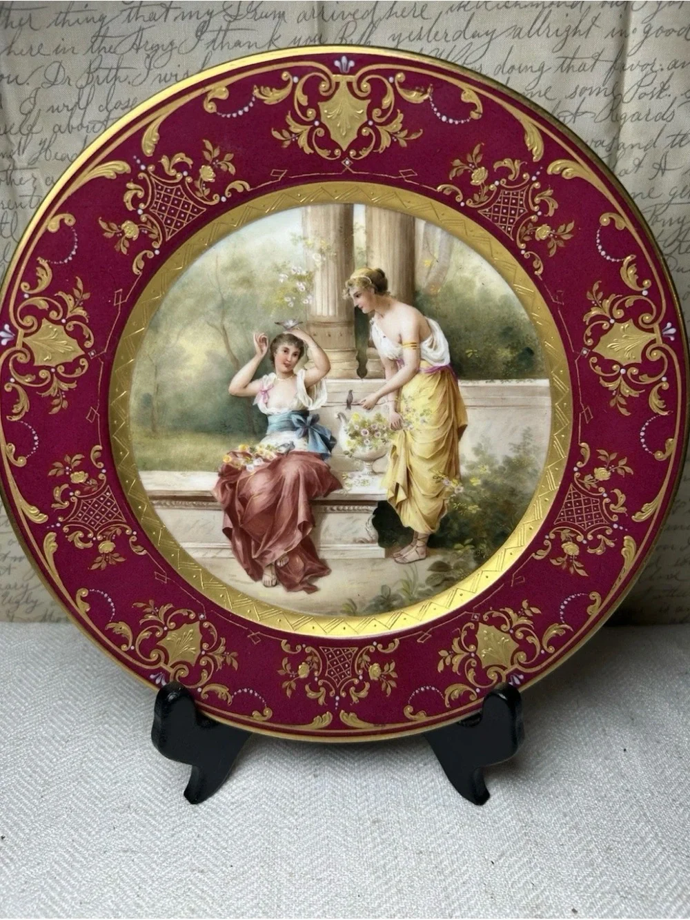 Antique Royal Vienna Style Cabinet Plate - Lockvogel - Beehive Mark - 19th Cent.